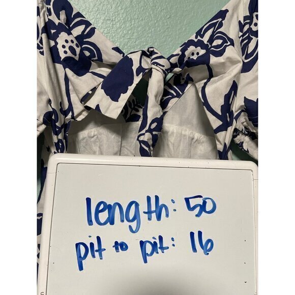 eShakti Women's Cutout Back Floral Print Cotton Poplin Empire Tiered Dress - Picture 11 of 11